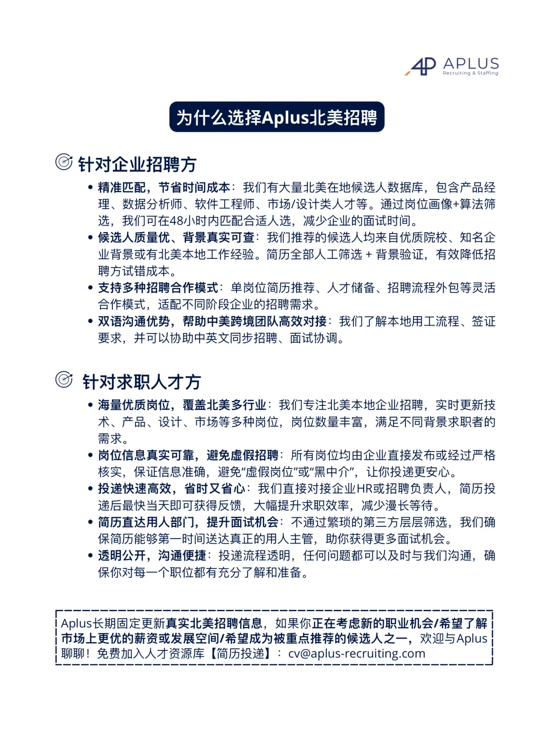 Aplus北美招聘丨加州 专业技术岗 支持H1B