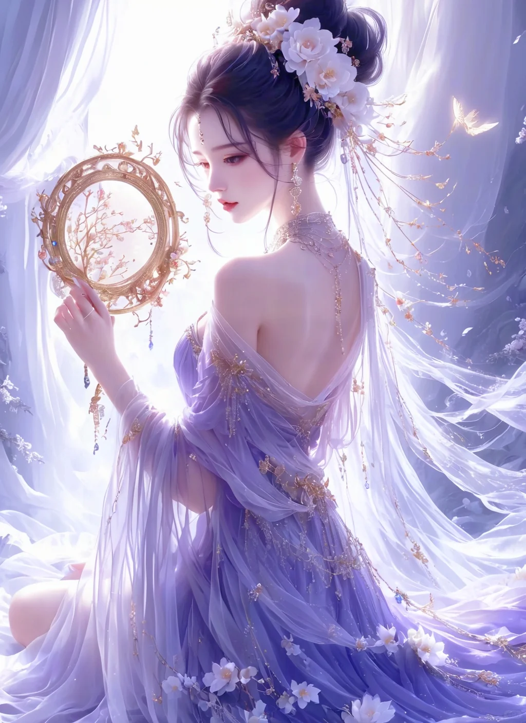 古风美人AI绘出梦幻古韵美女,细节之美