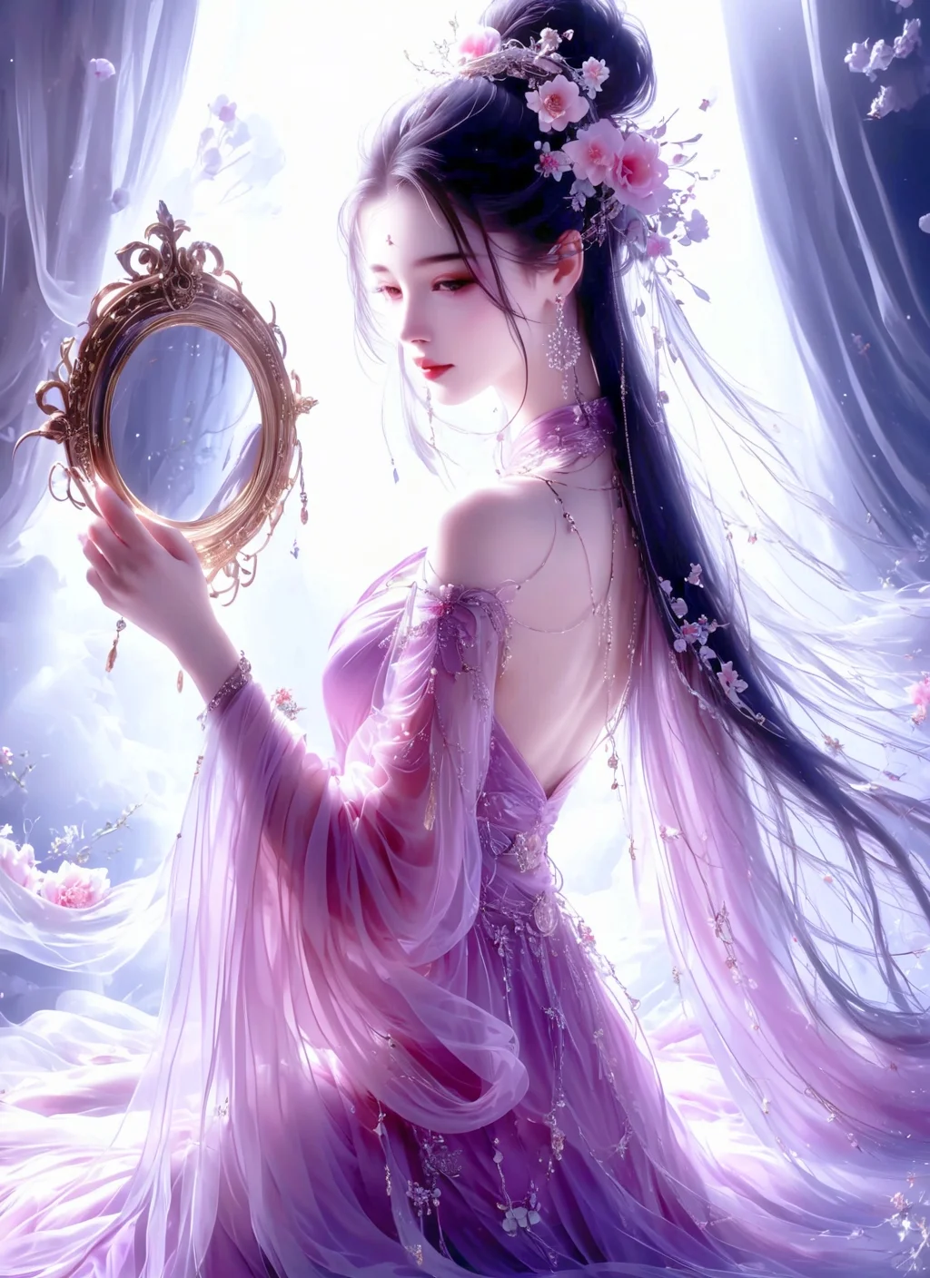 古风美人AI绘出梦幻古韵美女,细节之美
