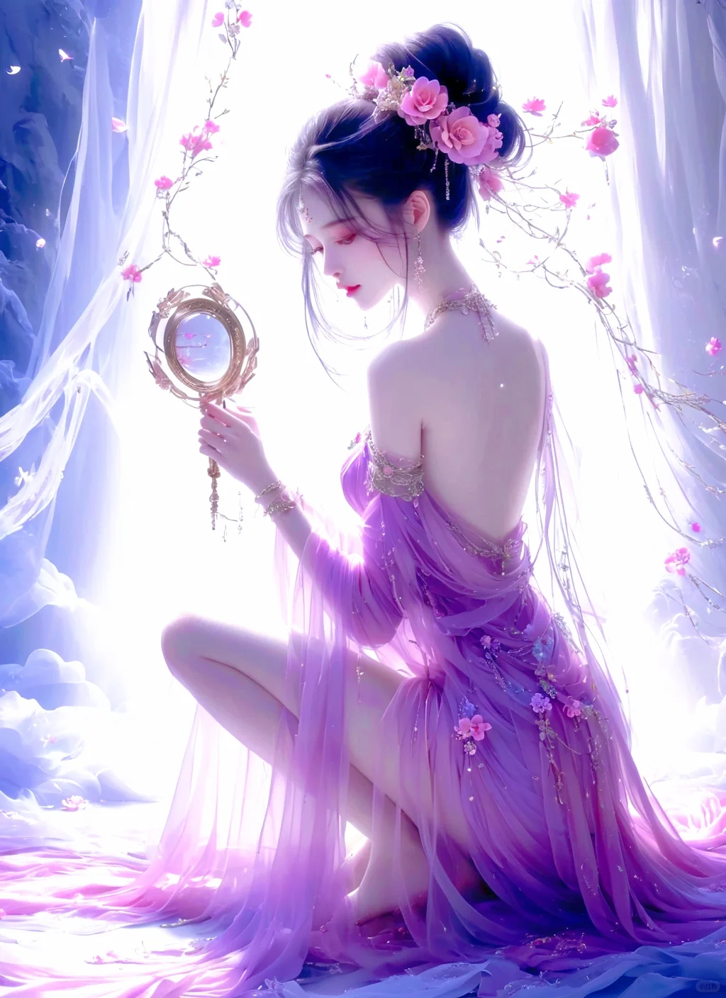 古风美人AI绘出梦幻古韵美女,细节之美