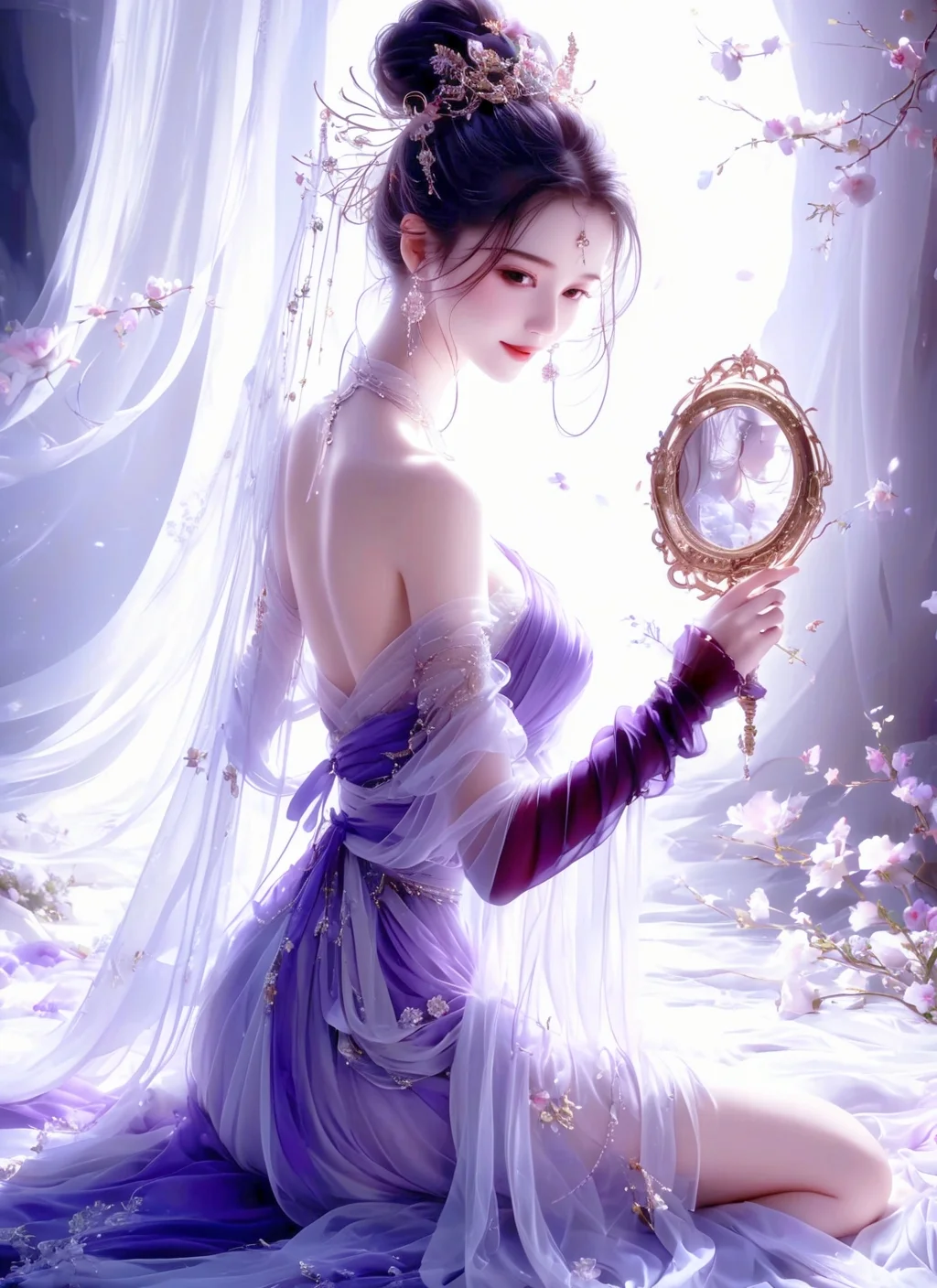 古风美人AI绘出梦幻古韵美女,细节之美