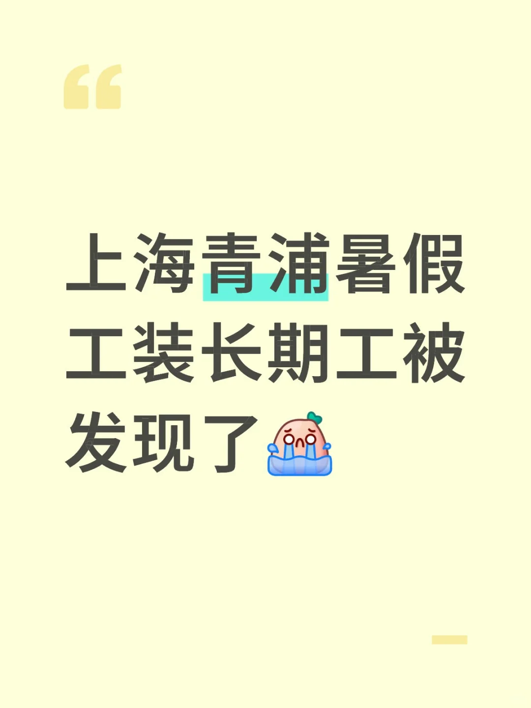 上海青浦暑假工装长期被发现了之后