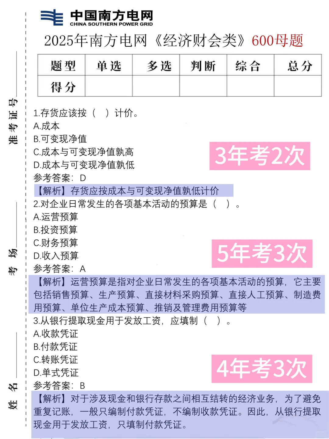 给考南方电网二批社招肚子没墨的提个醒