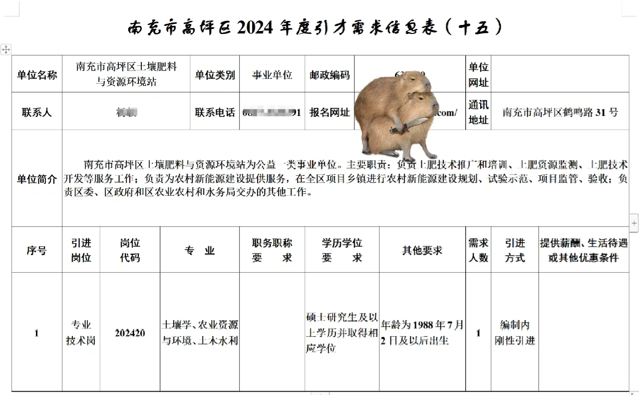 农硕就业-南充市高坪区人才引进有编制