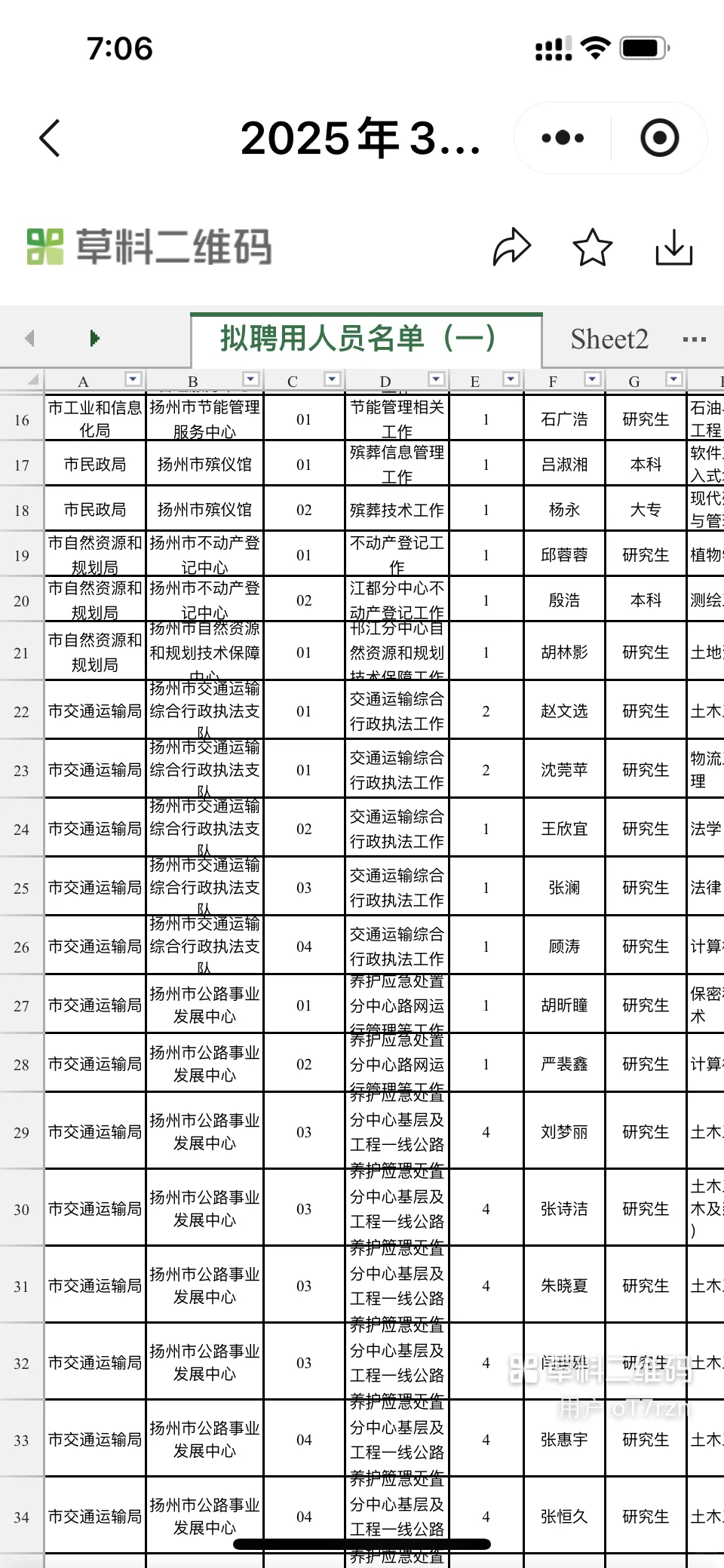 2025年3月扬州市事业单位招聘拟聘用公示一
