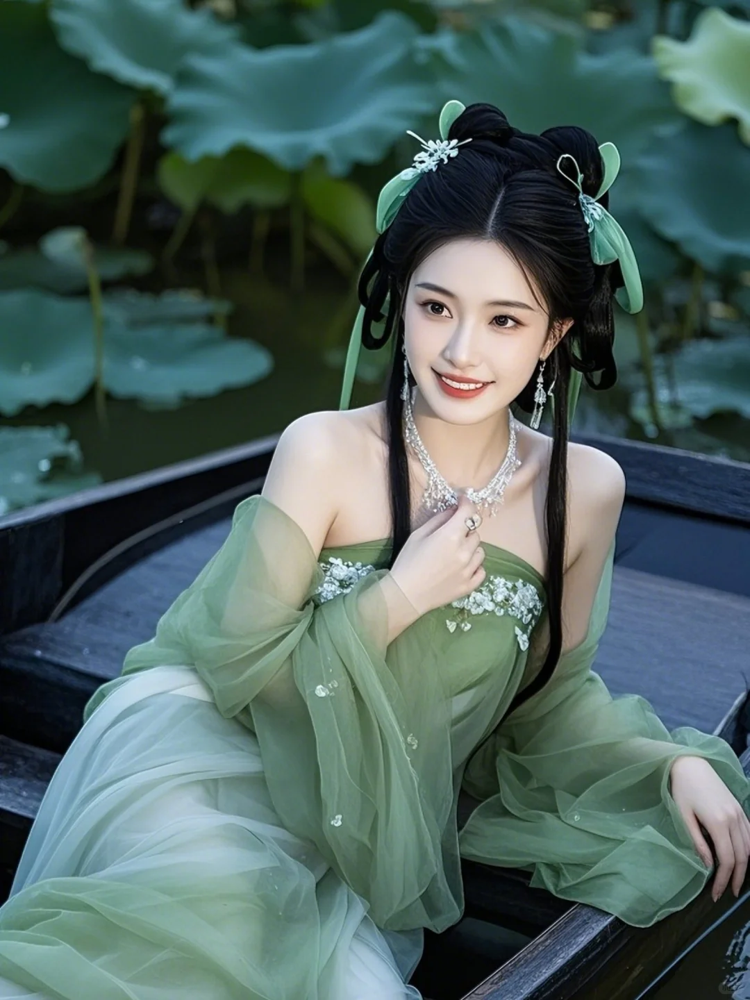 荷花美女图片（来自即梦AI）