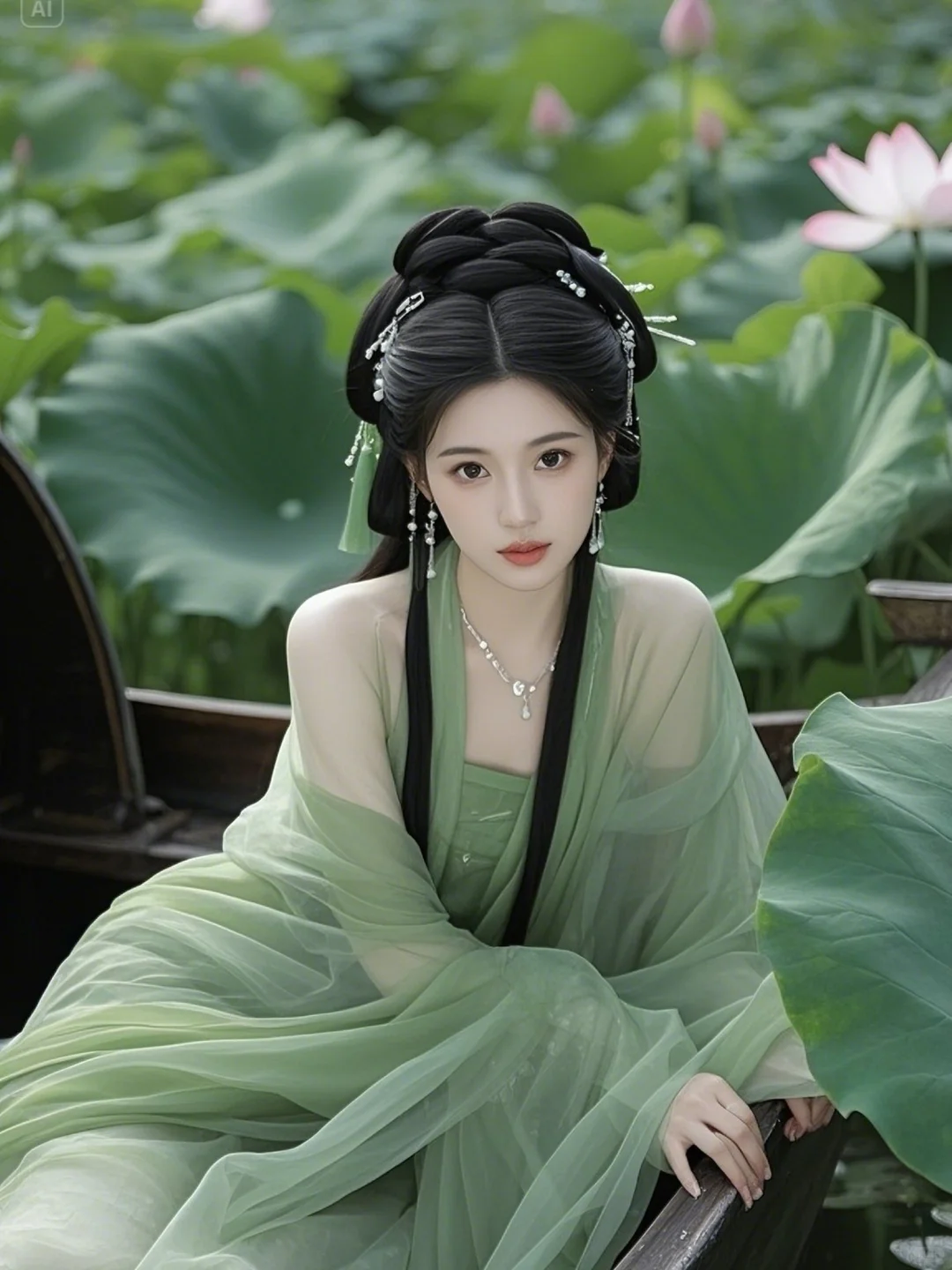 荷花美女图片（来自即梦AI）