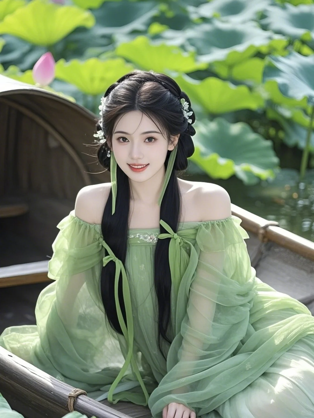 荷花美女图片（来自即梦AI）