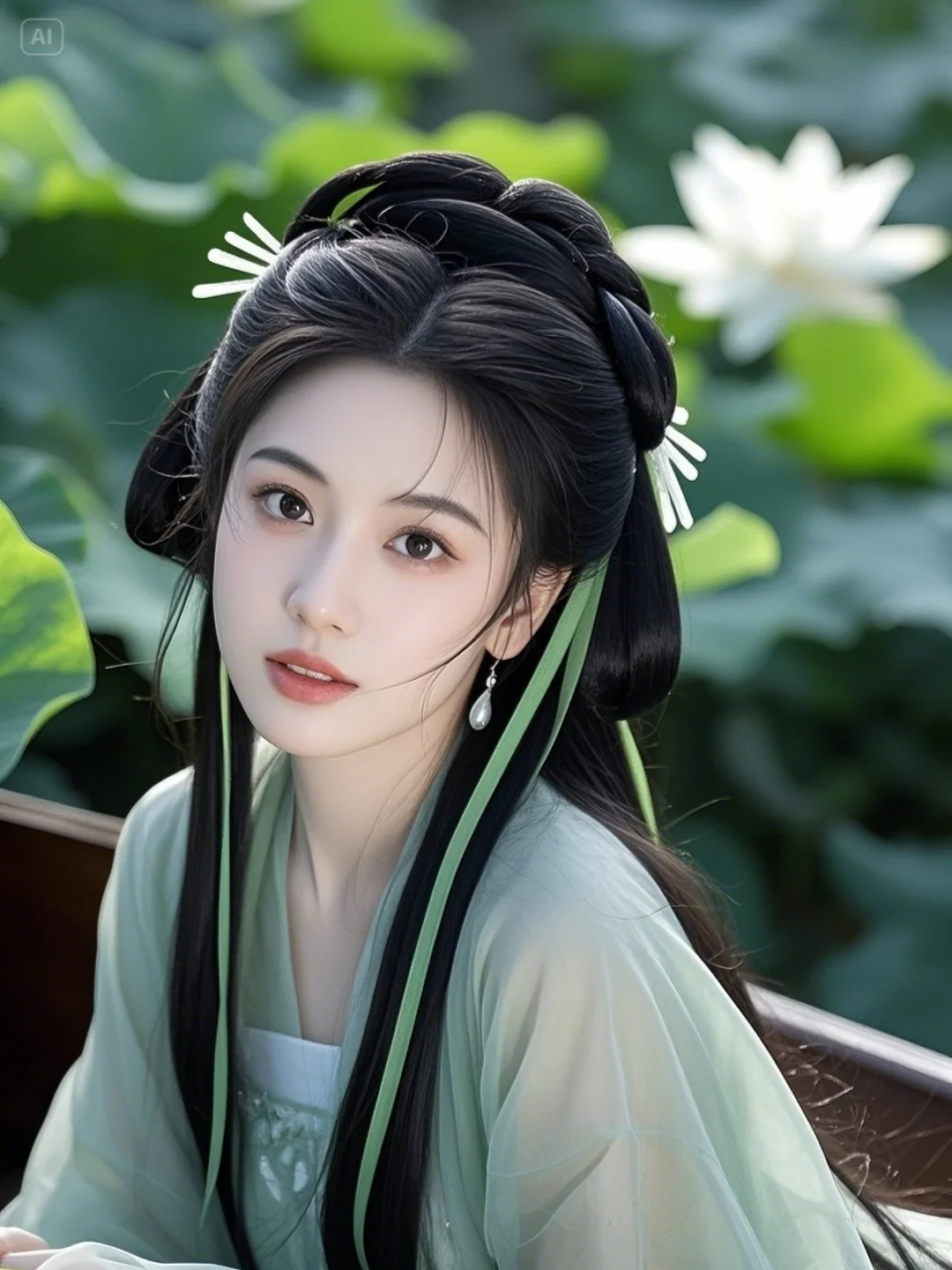 荷花美女图片（来自即梦AI）