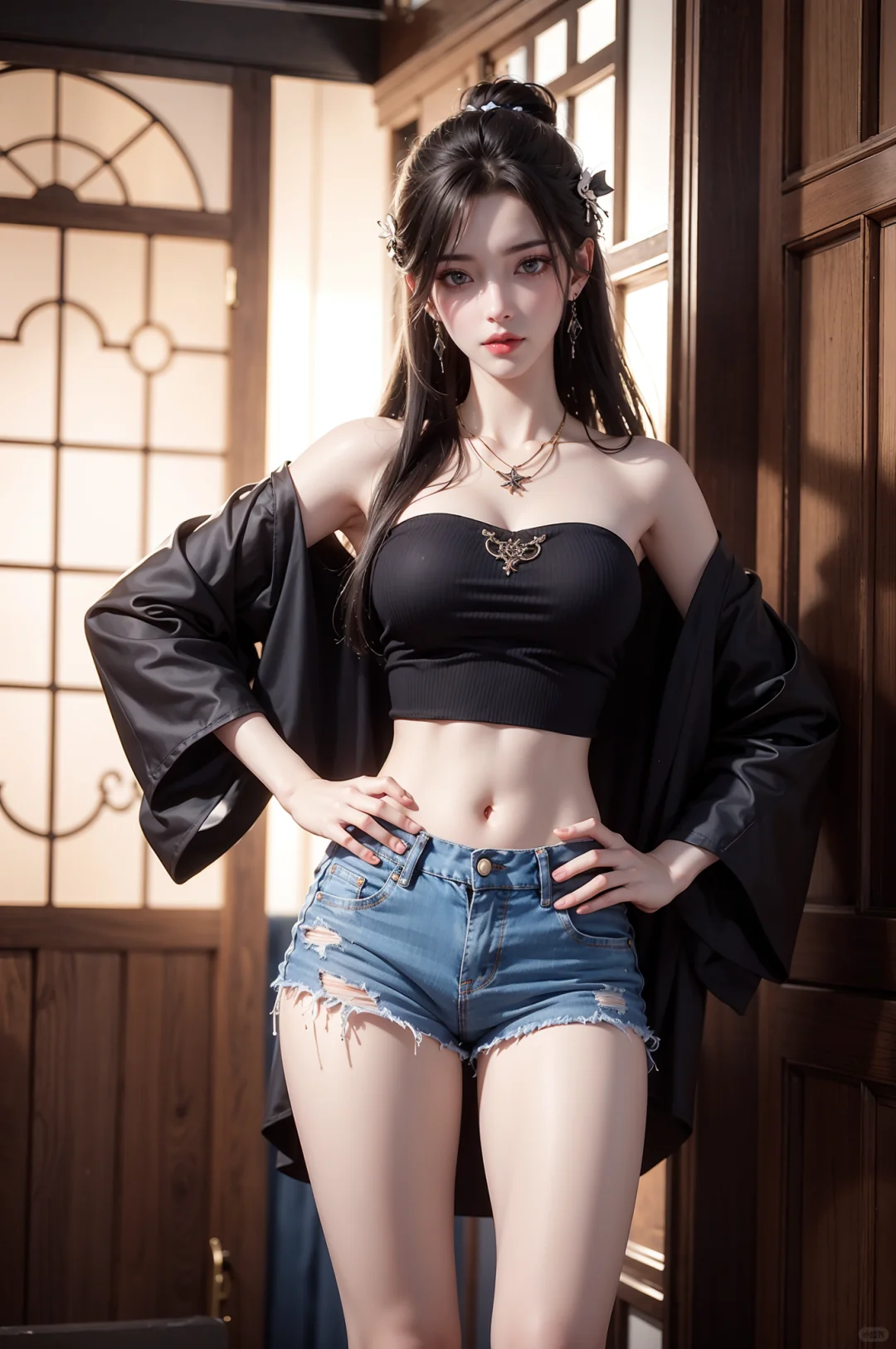 清漪，一位身着性感上衣的妙龄女孩