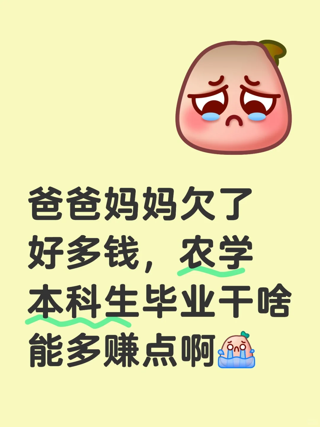 爸爸妈妈欠了钱,农学本科生干啥能多赚钱