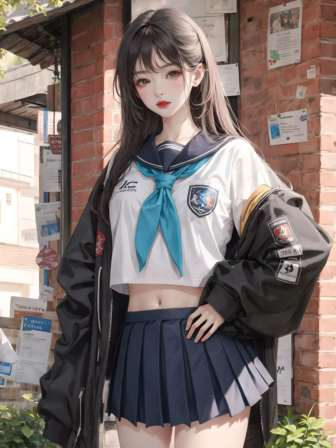 Ai绘画?|校园风JK小姐姐