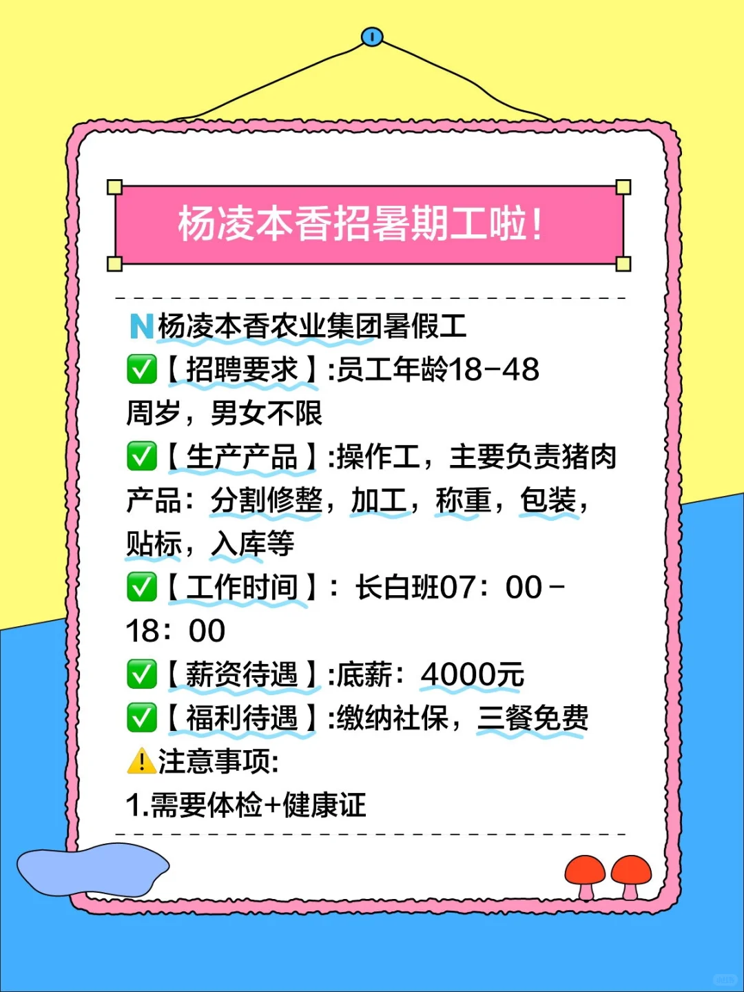 杨凌暑假工