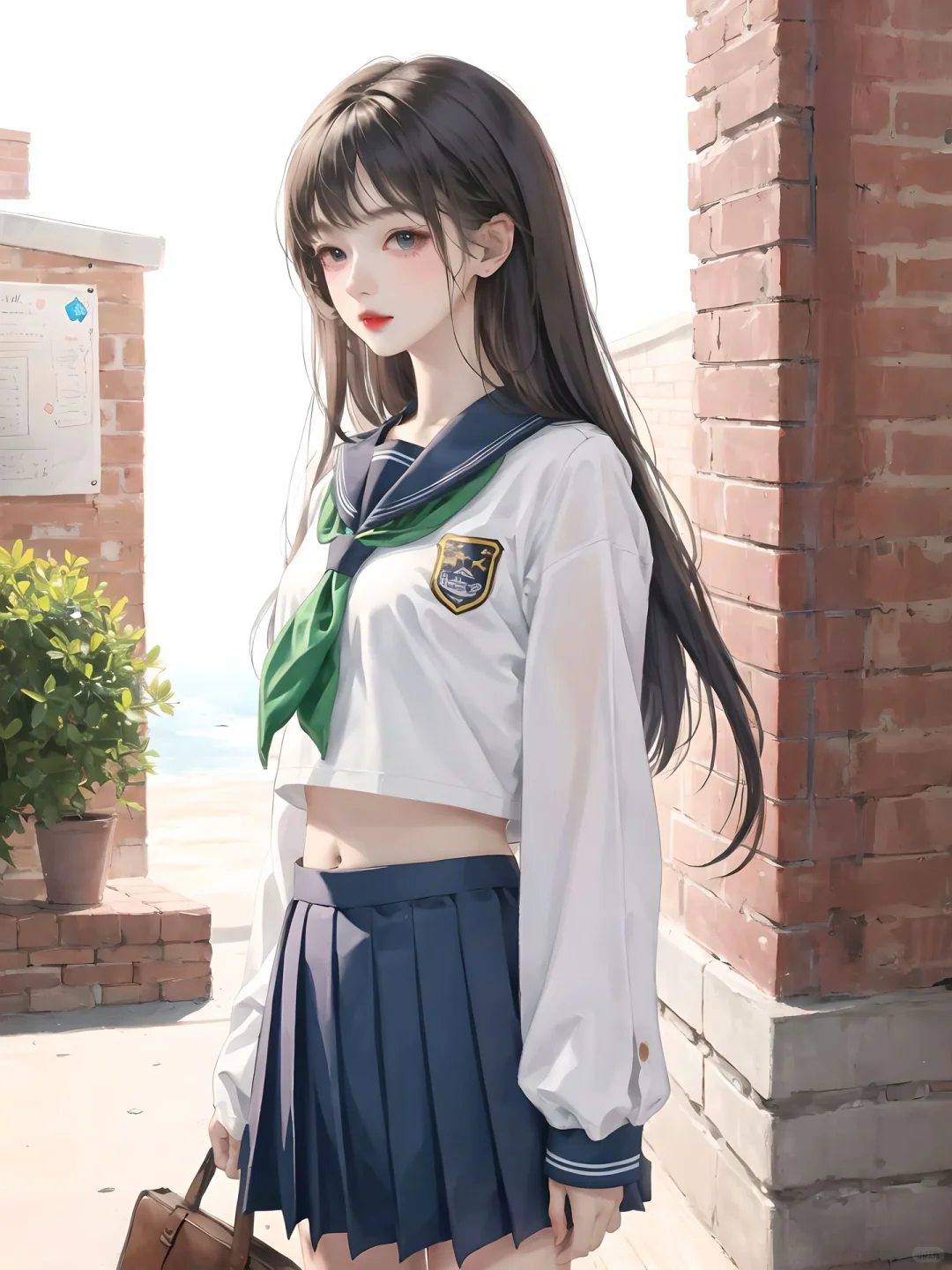 Ai绘画?|校园风JK小姐姐