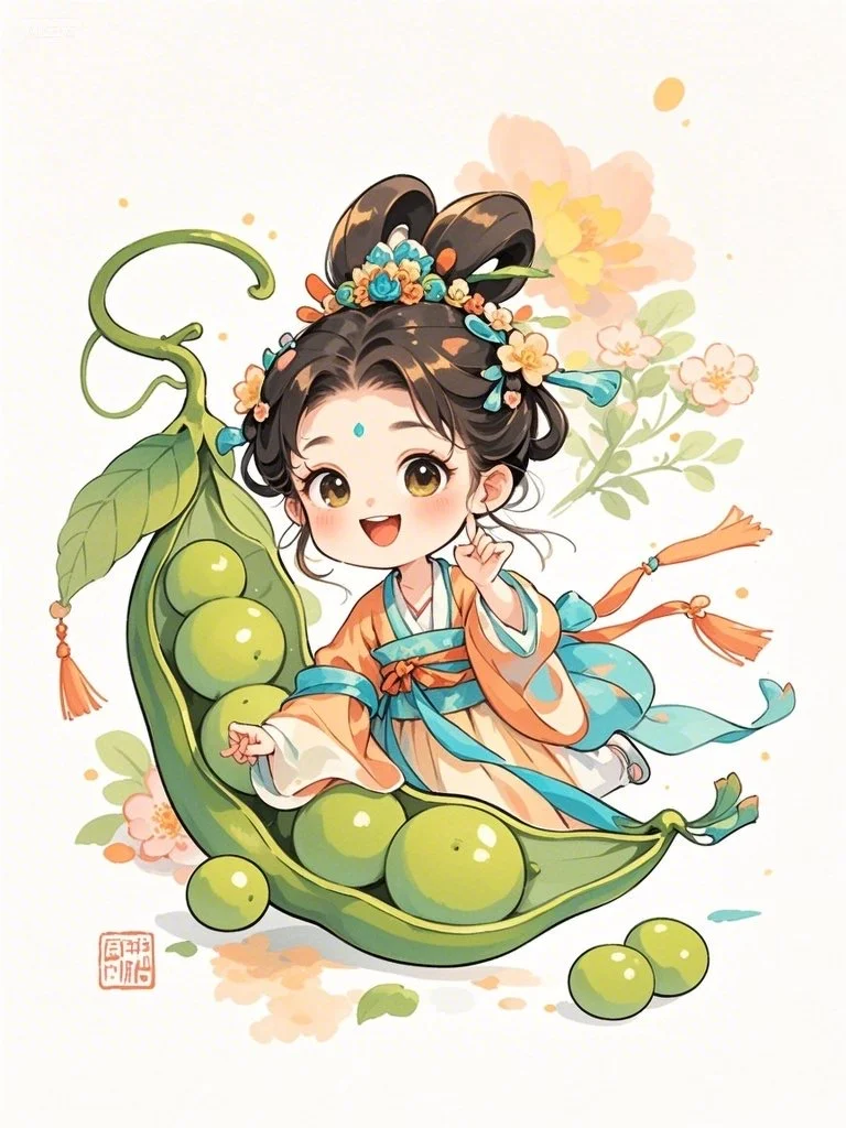 古风豌豆女孩～Ai绘画第13幅