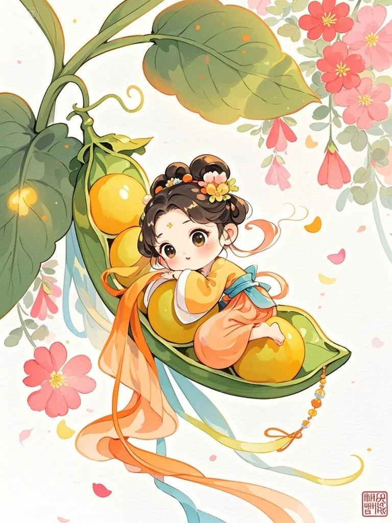 古风豌豆女孩～Ai绘画第13幅
