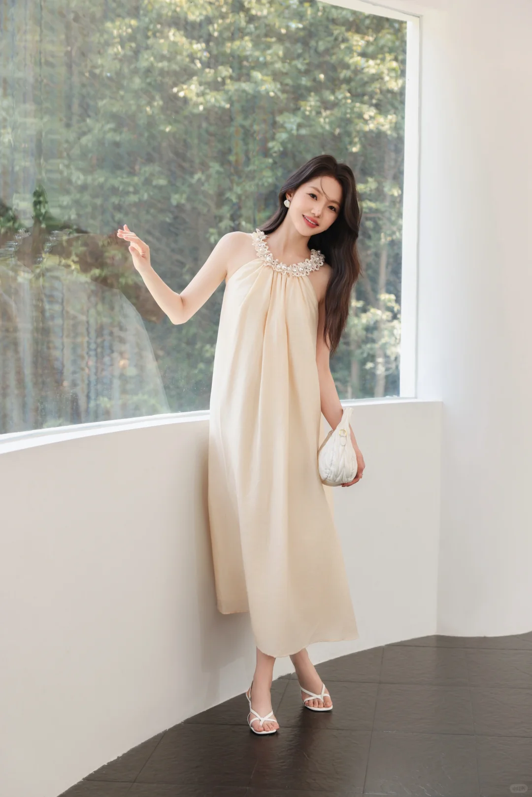 女团感松弛感法式碎花连衣裙拍摄