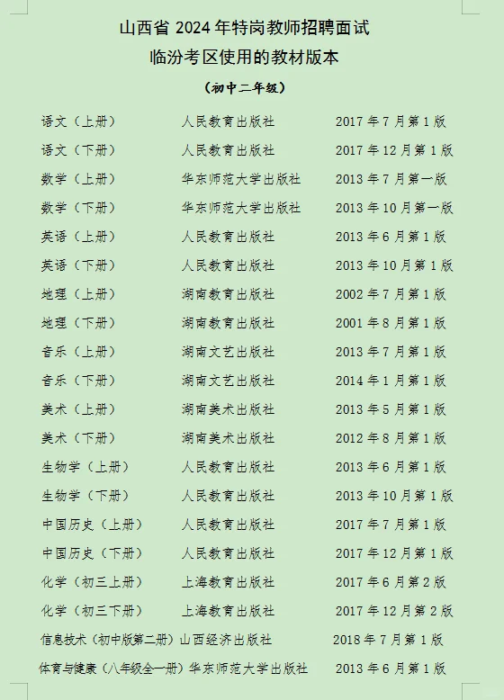 山西特岗面试教材