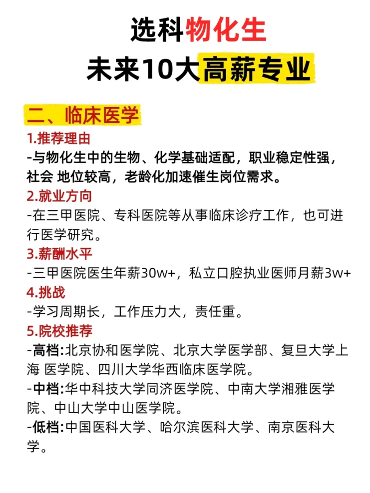 选科物化化未来十大高薪专业