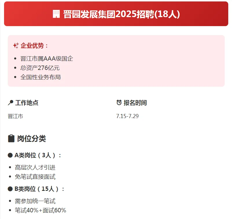 晋江国企高薪直招18人!五险一金+绩效奖金