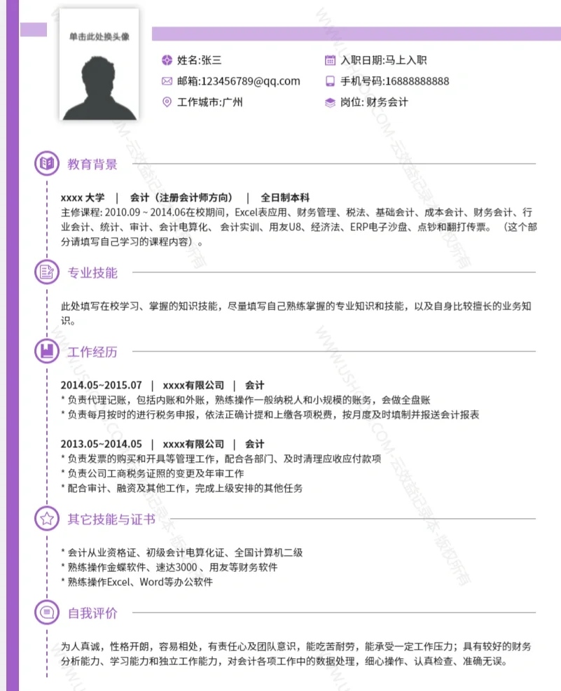 求职、春招通用简历模板