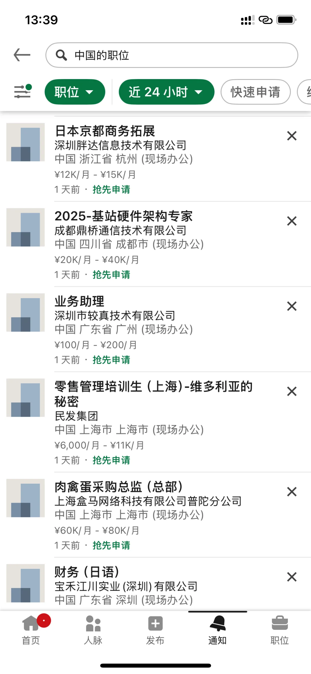 7月14号领英最新发布的国内工作岗