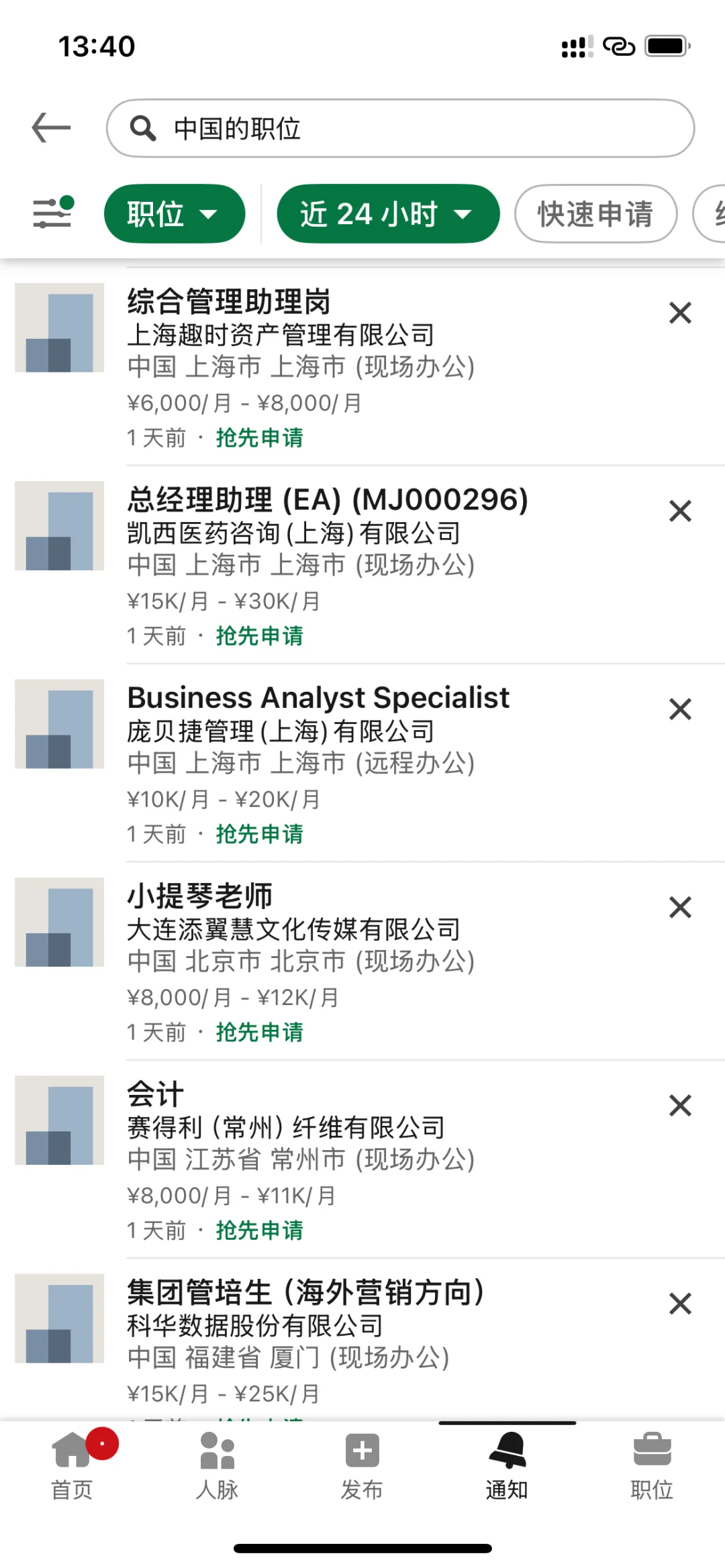 7月14号领英最新发布的国内工作岗