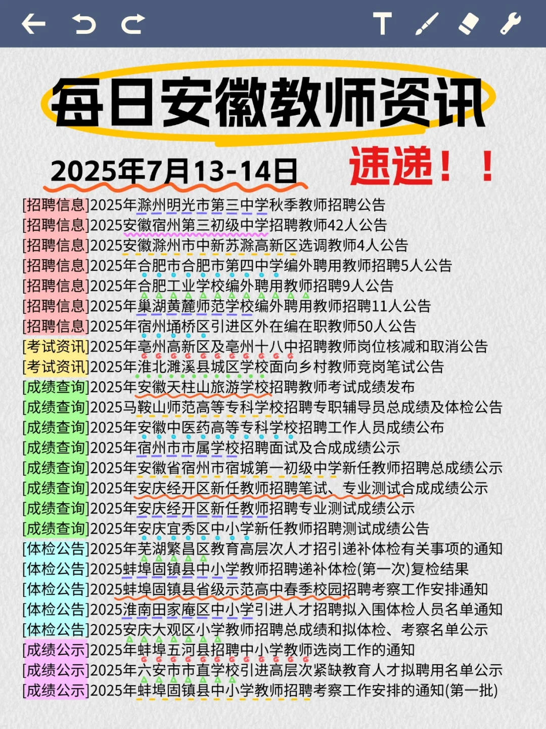 7月13-14号安徽教师资讯整理