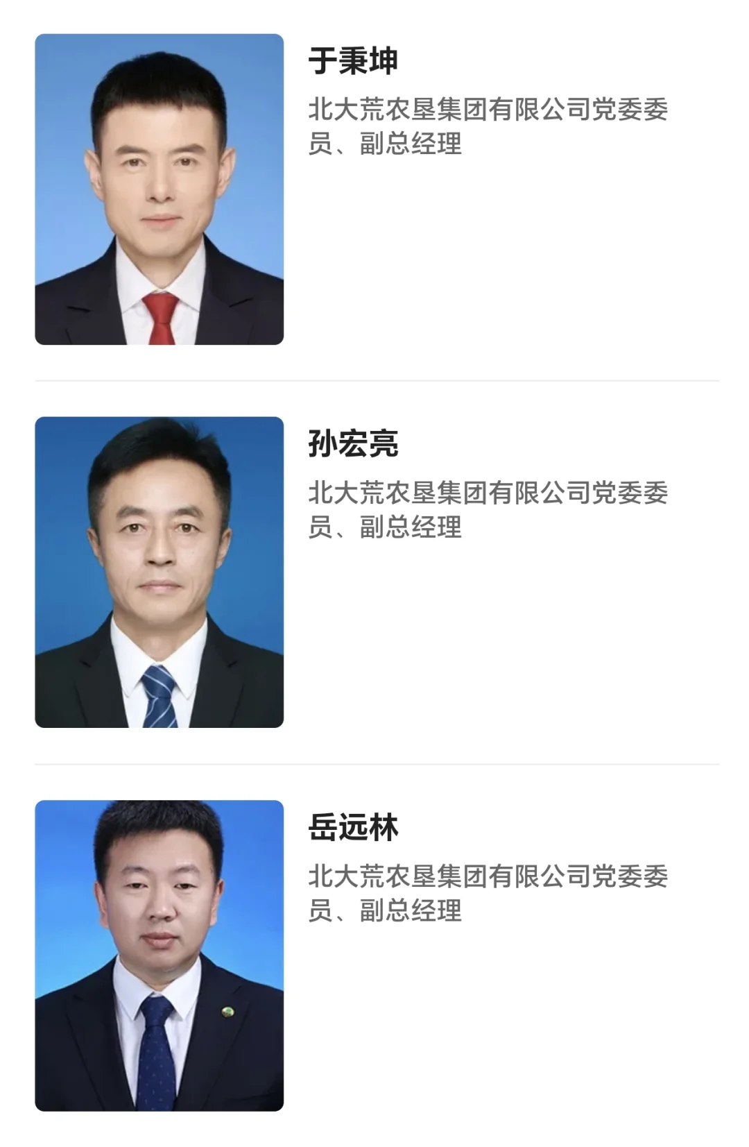北大荒集团管理团队