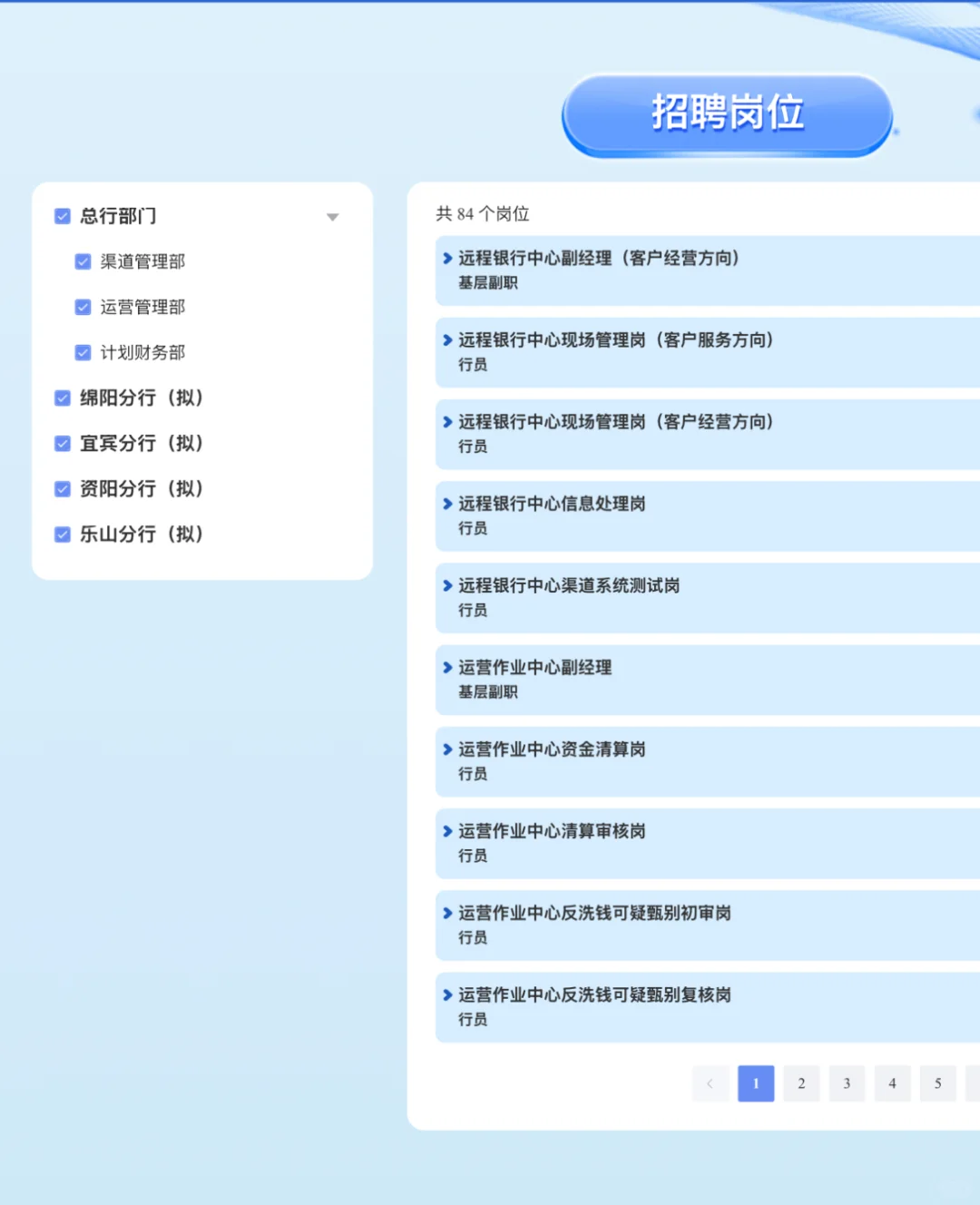 四川银行总行及拟设分行最新招聘7.11