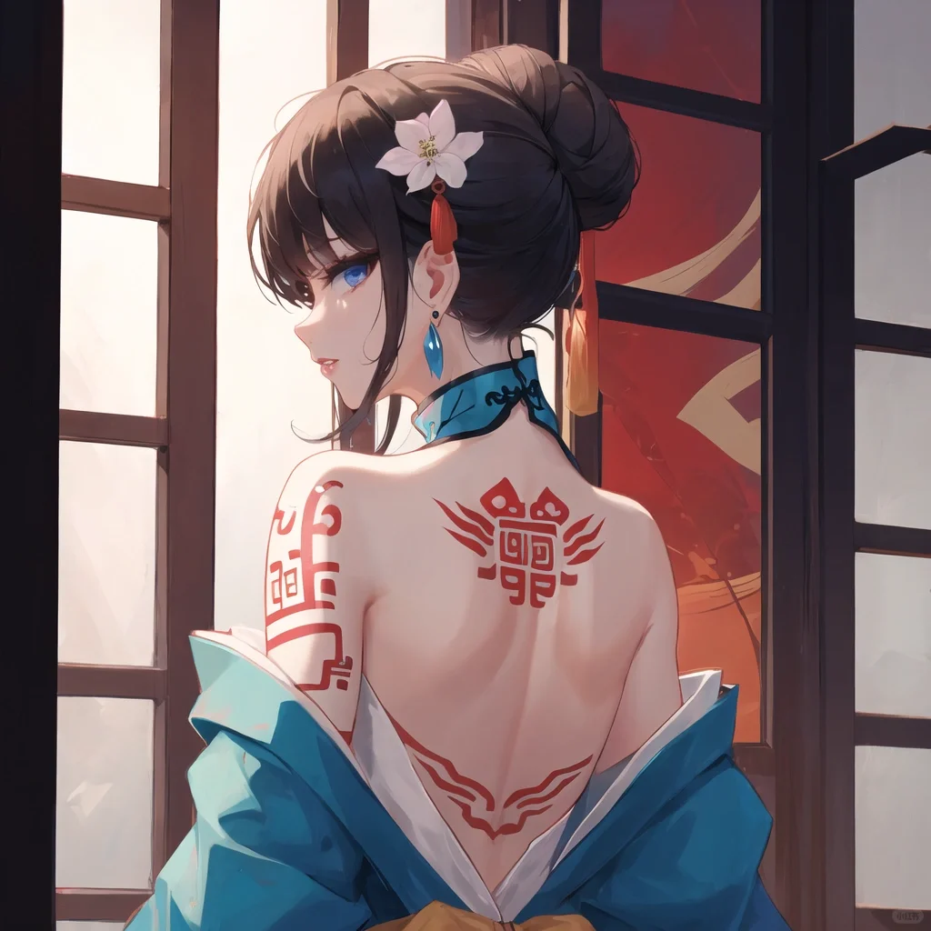 ai咯，主题：回眸的少女