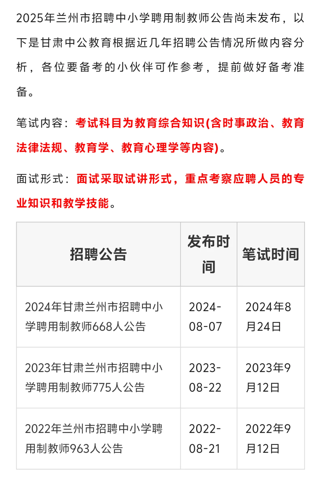 25兰州聘用制教师招聘