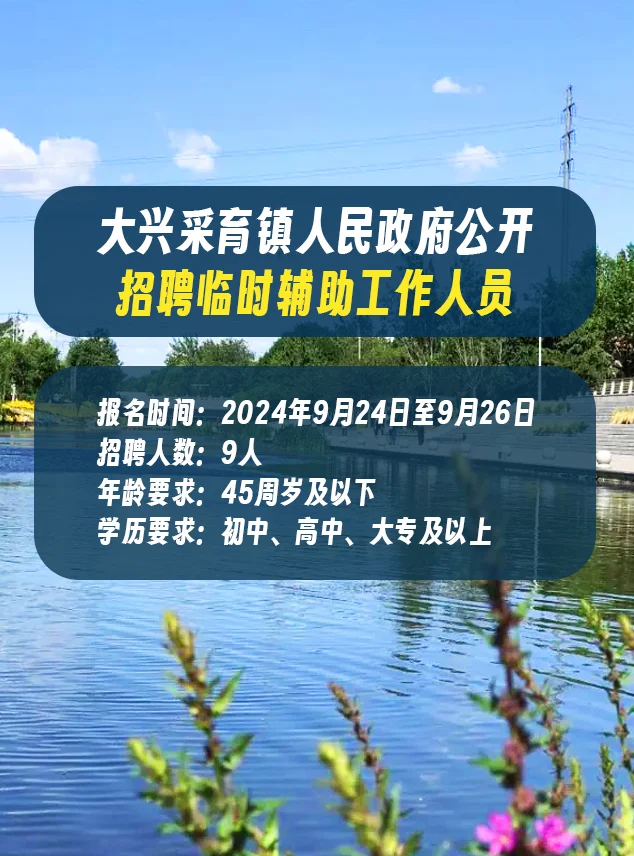 ?采育镇人民政府公开招聘啦?