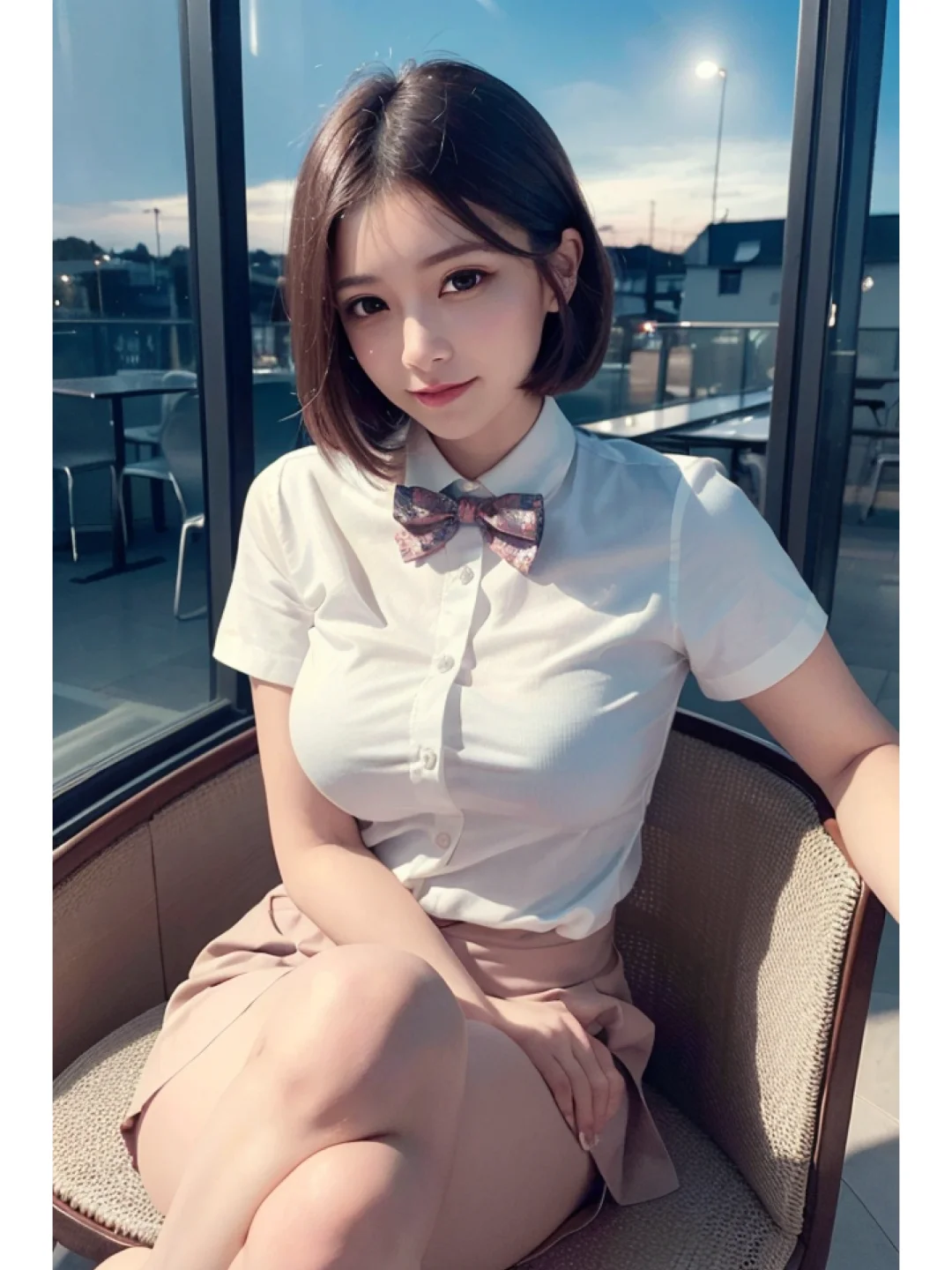 AI绘画~短发美女