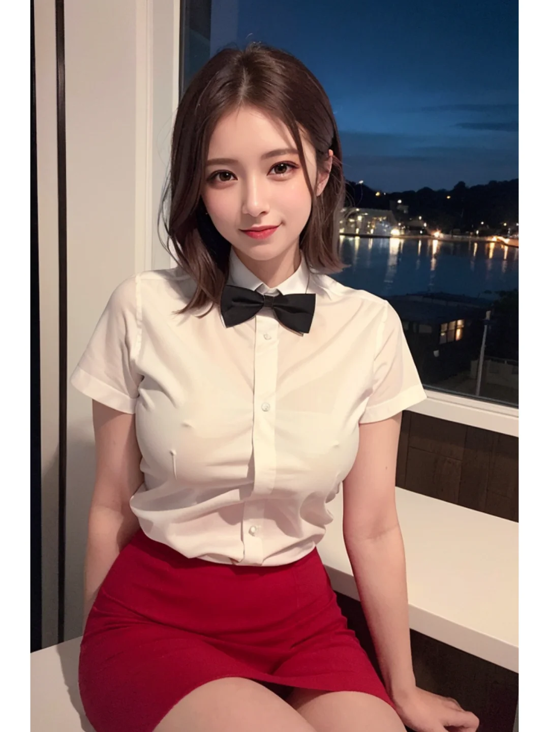 AI绘画~短发美女