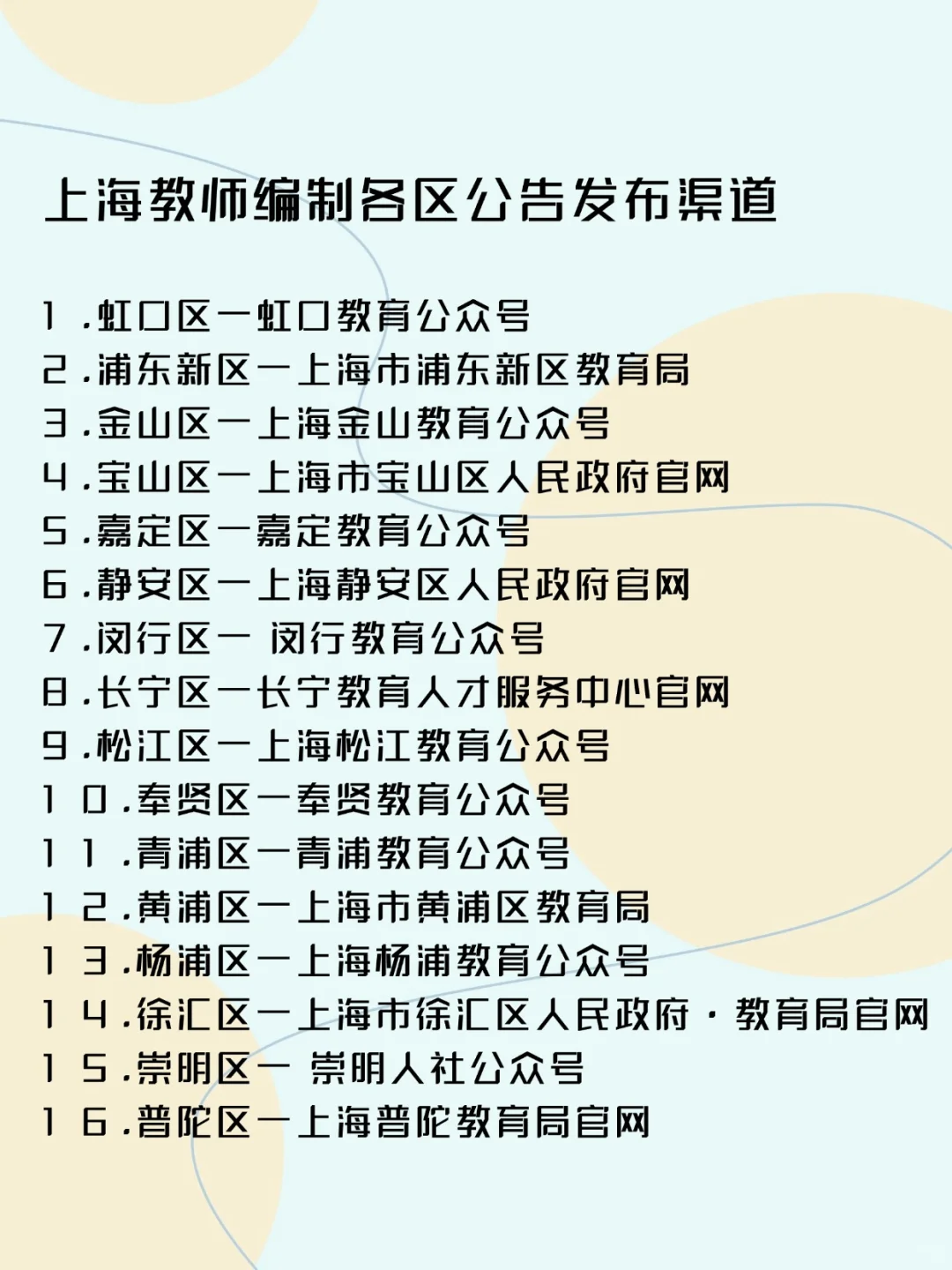 上海教师编制各区公告发布渠道