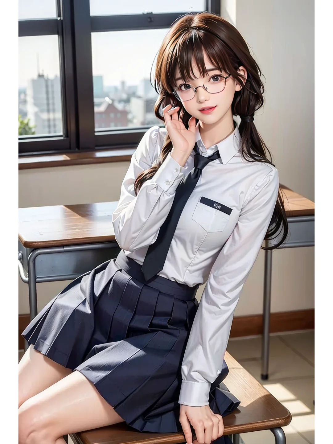 AI 绘图分享-JK 制服少女