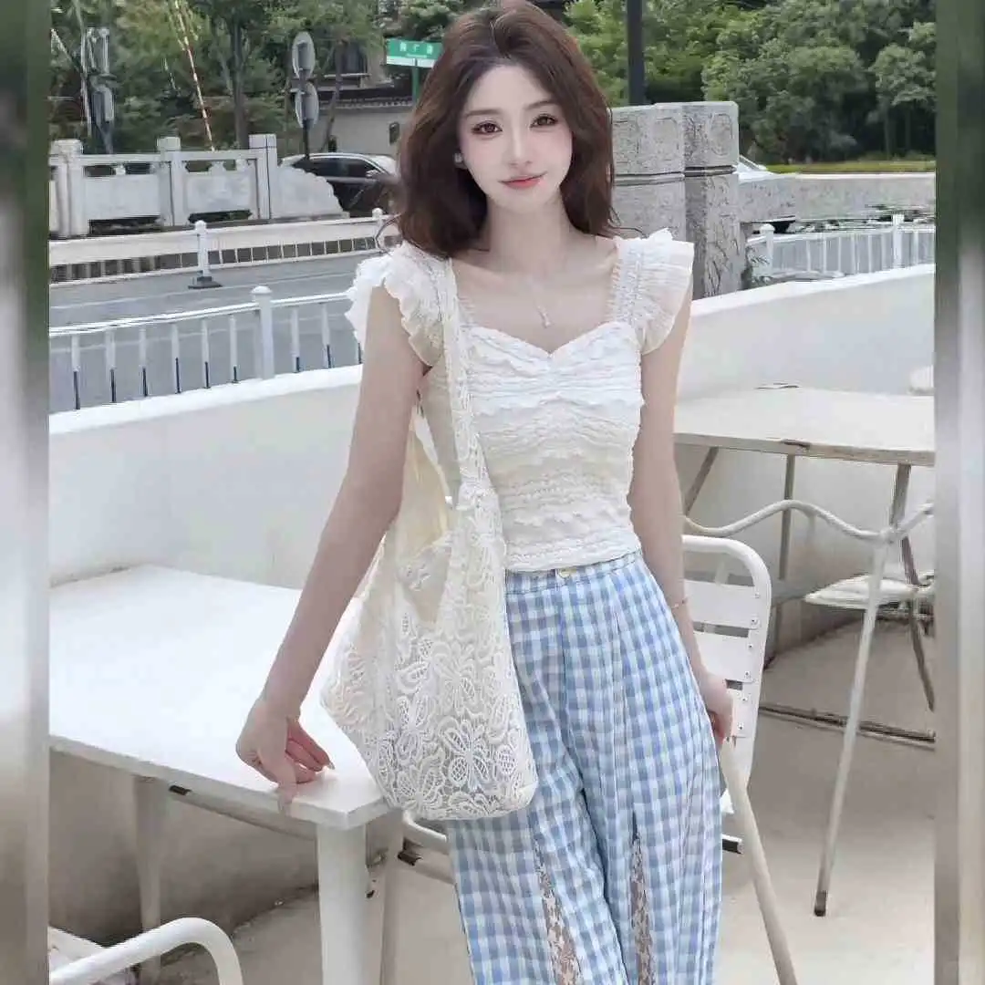 法式纯欲飞飞袖蕾丝吊带背心✨绝美出街神器