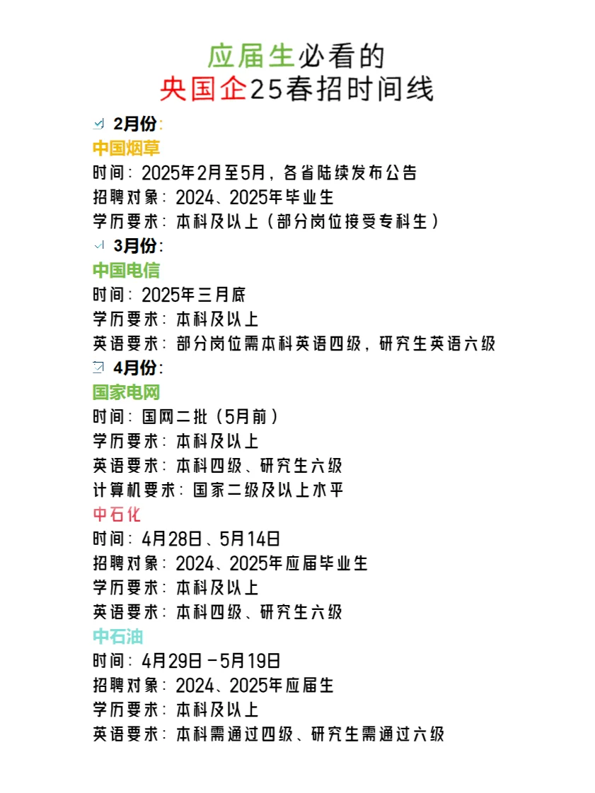 应届生必看的央国企25春招时间线
