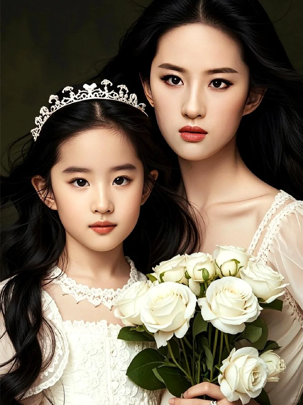 大仙女和小仙女，刘亦菲生女儿得多可爱