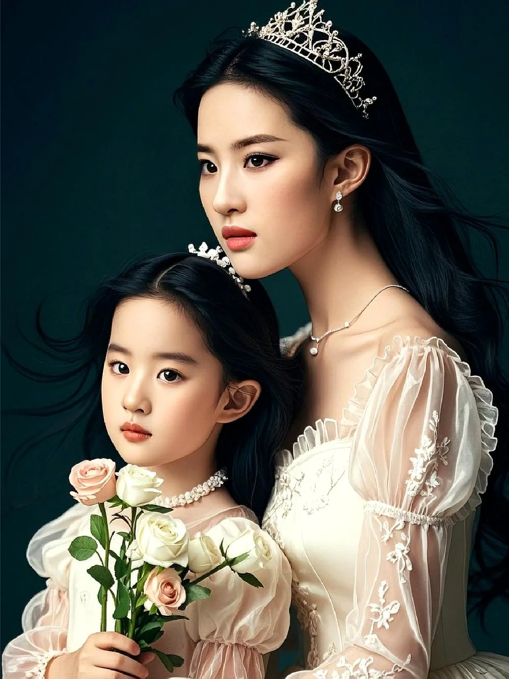 大仙女和小仙女，刘亦菲生女儿得多可爱
