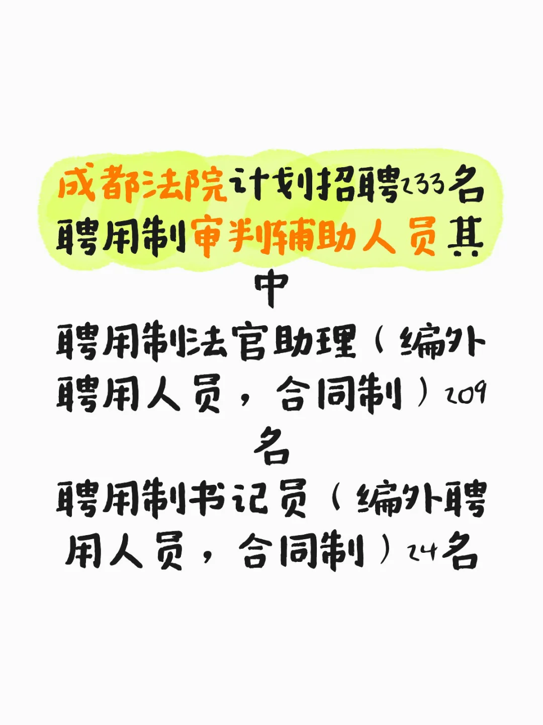 成都法院招聘233名聘用制法官助理及书记员