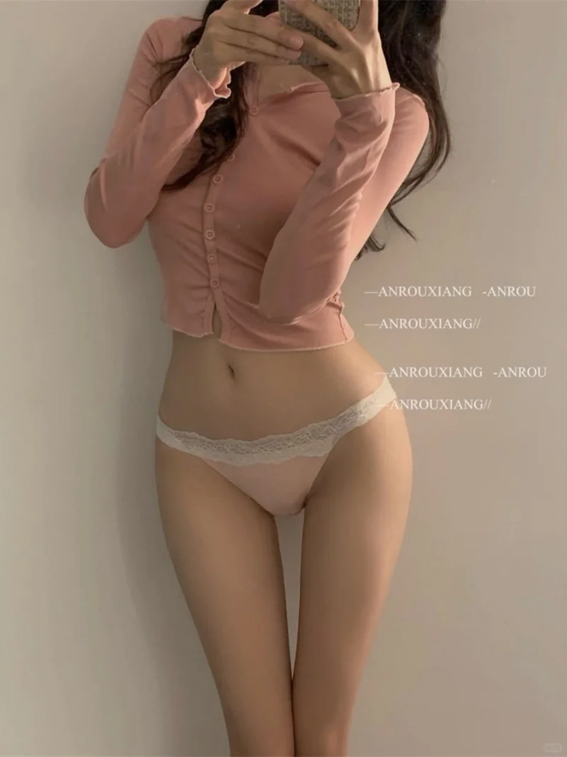 2025新款女生无痕冰丝薄款性感蕾丝边少女纯欲风内裤女一片面膜裤