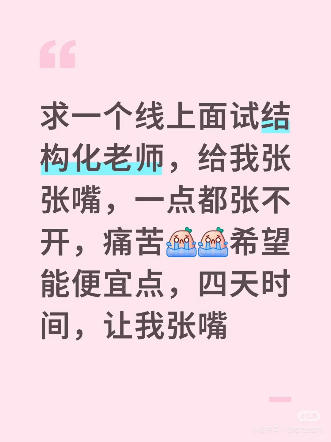 求一位线上结构化面试的老师