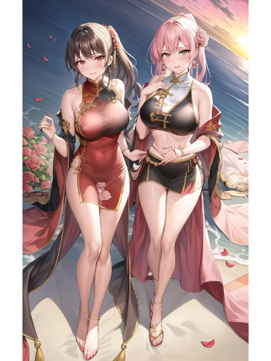 颜值担当no.26|美丽海边可爱小姑娘AI插画