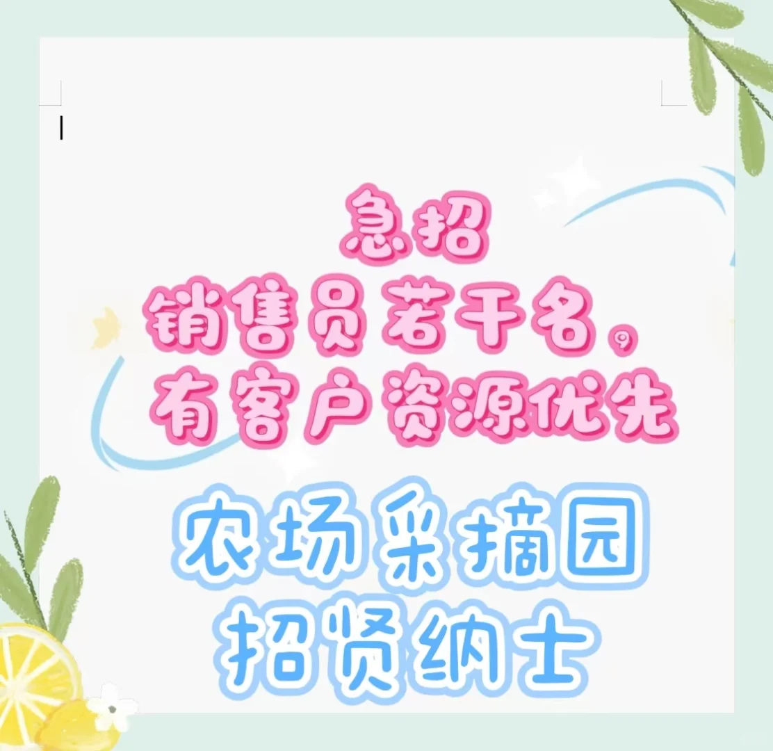 急招！！！急招销售员！！！！待遇好！