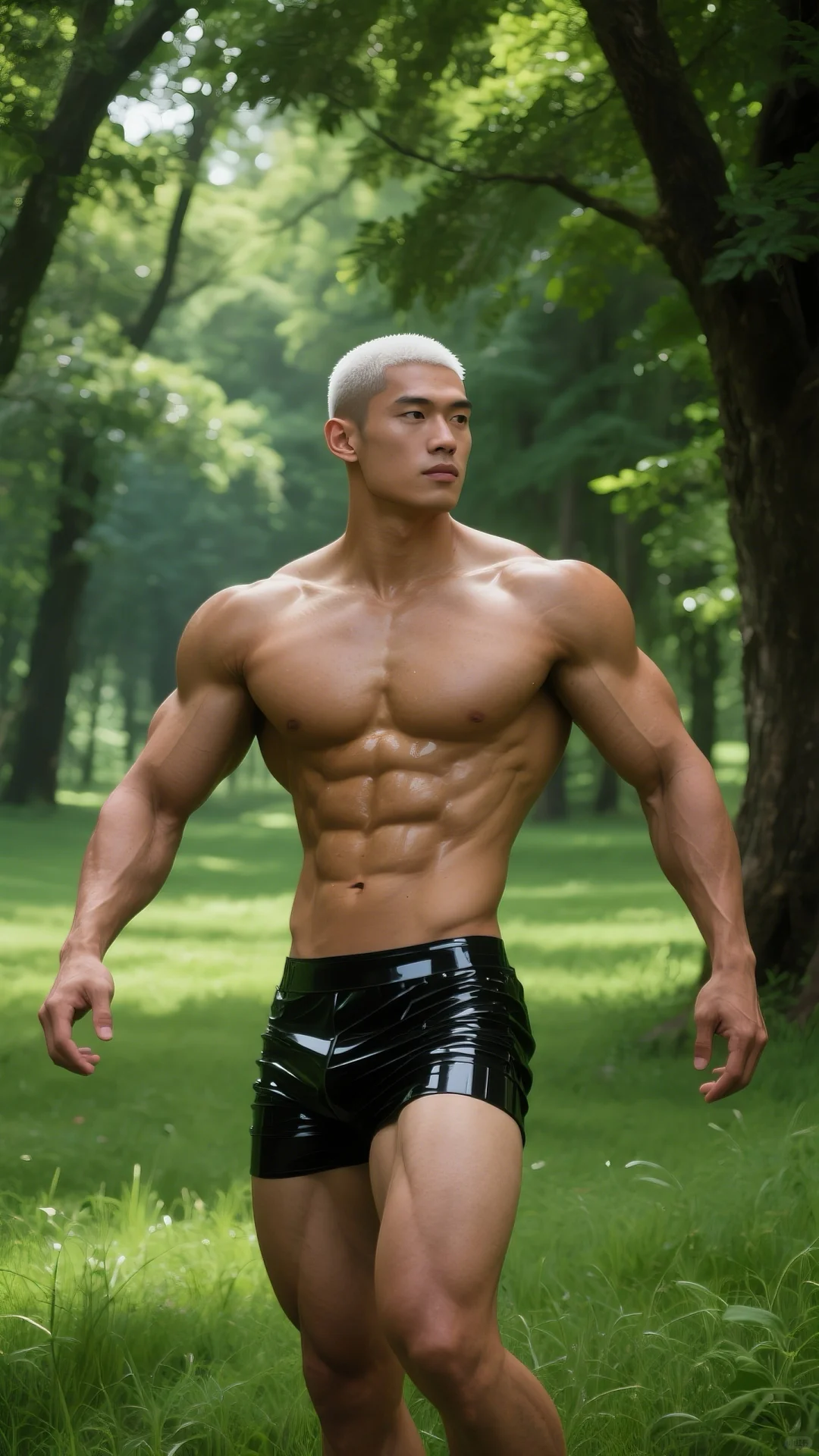 AI肌肉男的塑胶裤性感腹肌！?