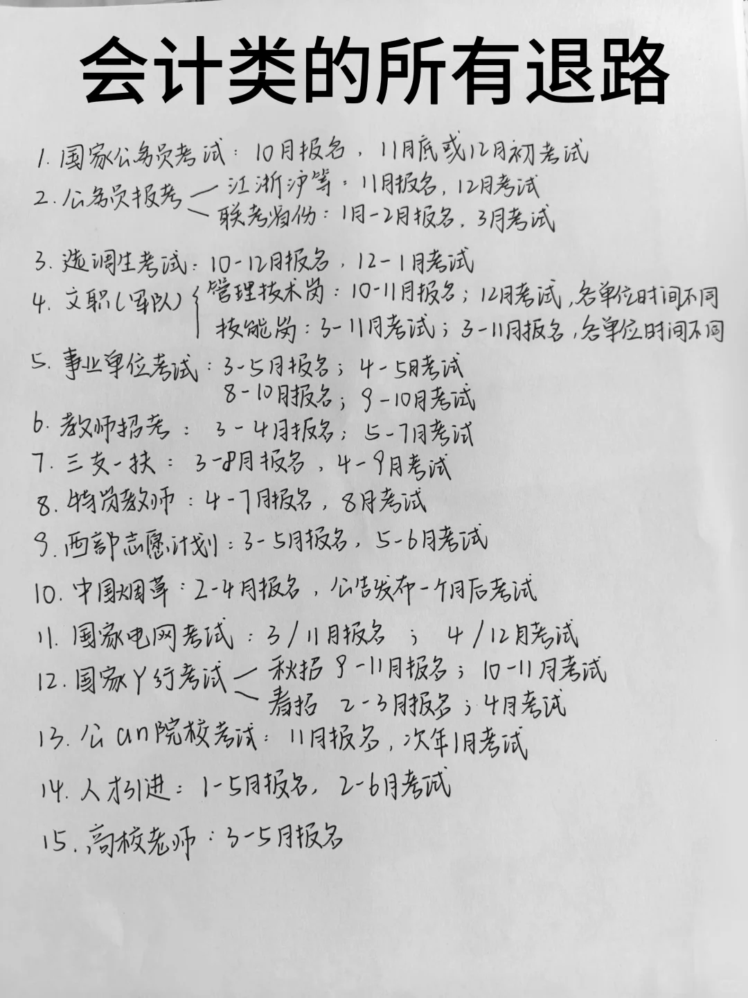 属于会计类的所有退路来喽!