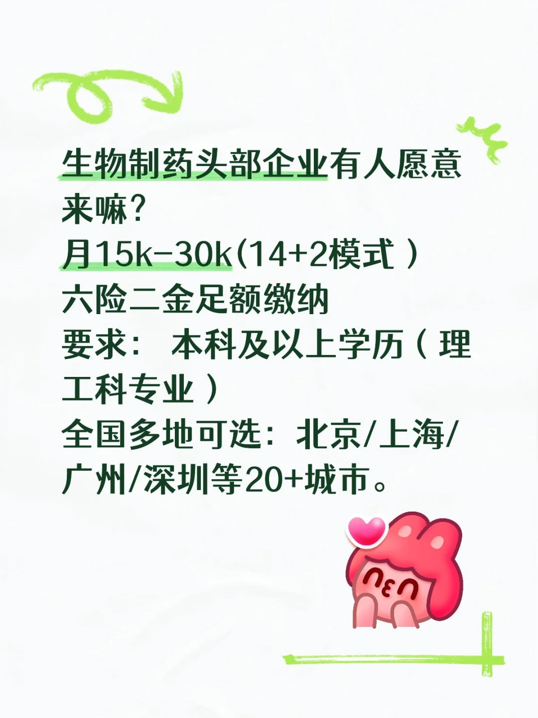 生物制药头部企业招聘✨六险二金,?内推