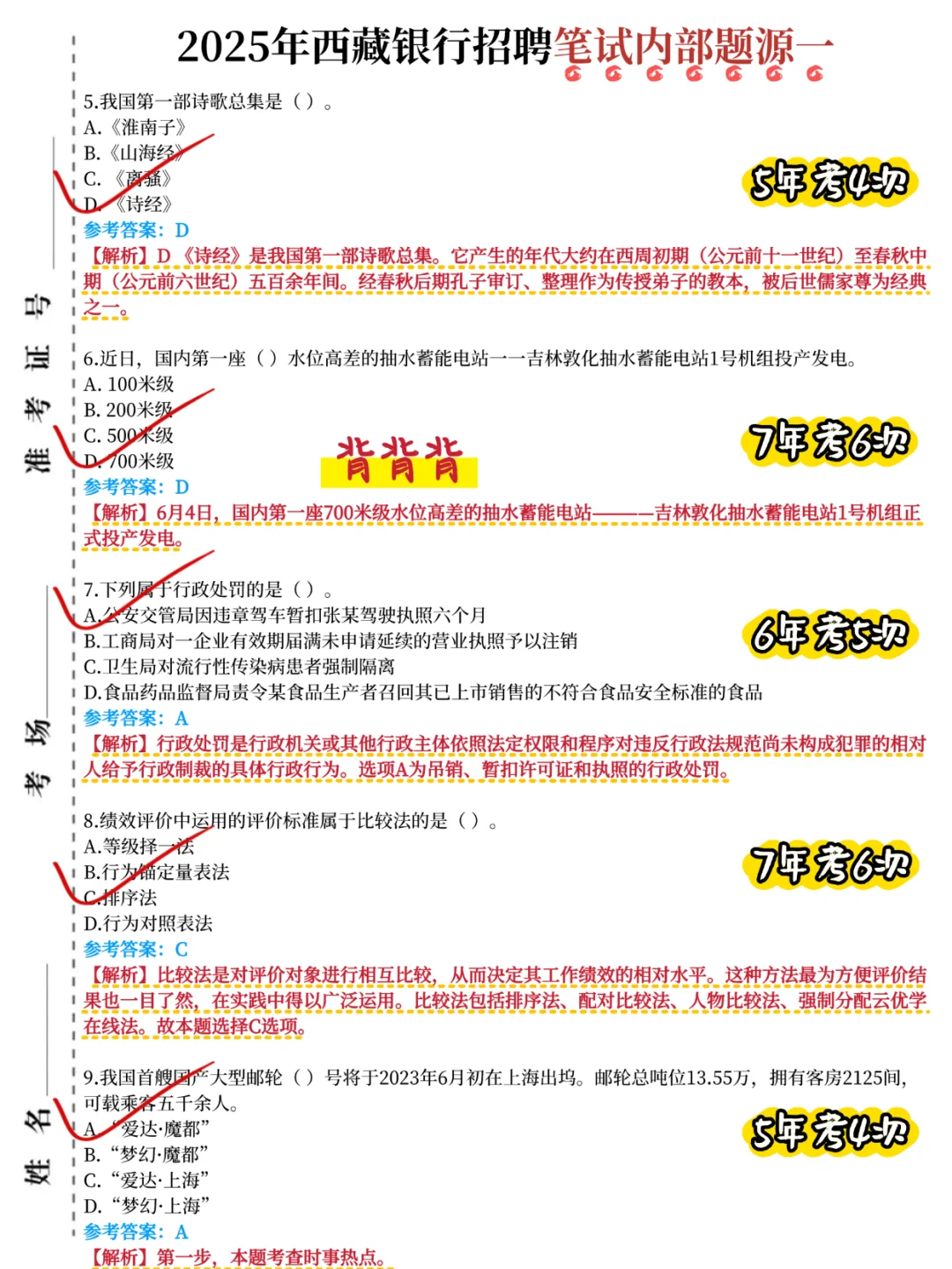25西藏银行笔试真的水,要考的无非就这些
